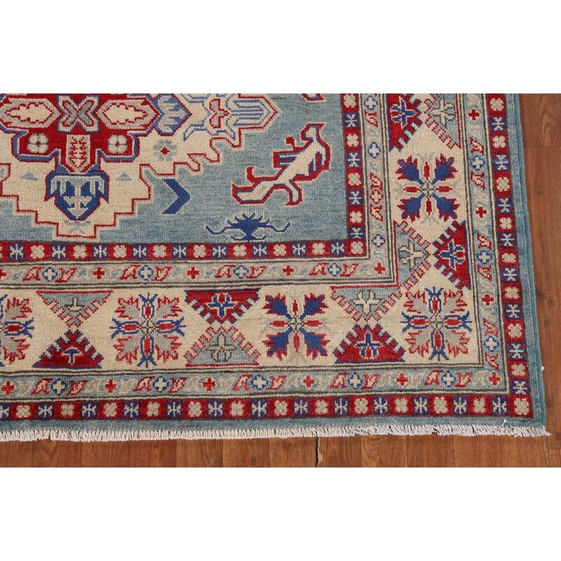 Light Blue Kazak Oriental Area Rug Hand-Knotted Wool Carpet - 5'9" x 8'1"