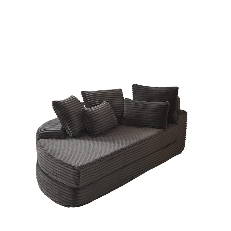 78.5-Inch Corduroy Semi-Circular 2-in-1 Sofa Bed,Designer Recliner with Pillow