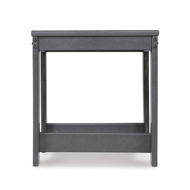 21.5 in. Charcoal Gray Square Plastic End Table with Slatted Design