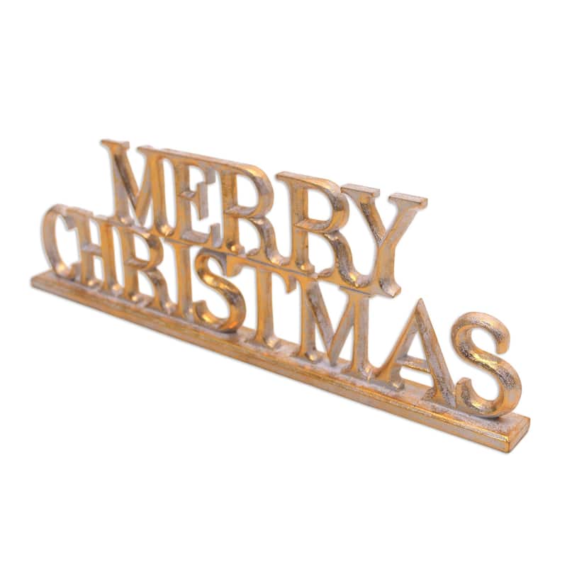 Novica Handmade Merry Christmas Wood Holiday Decor