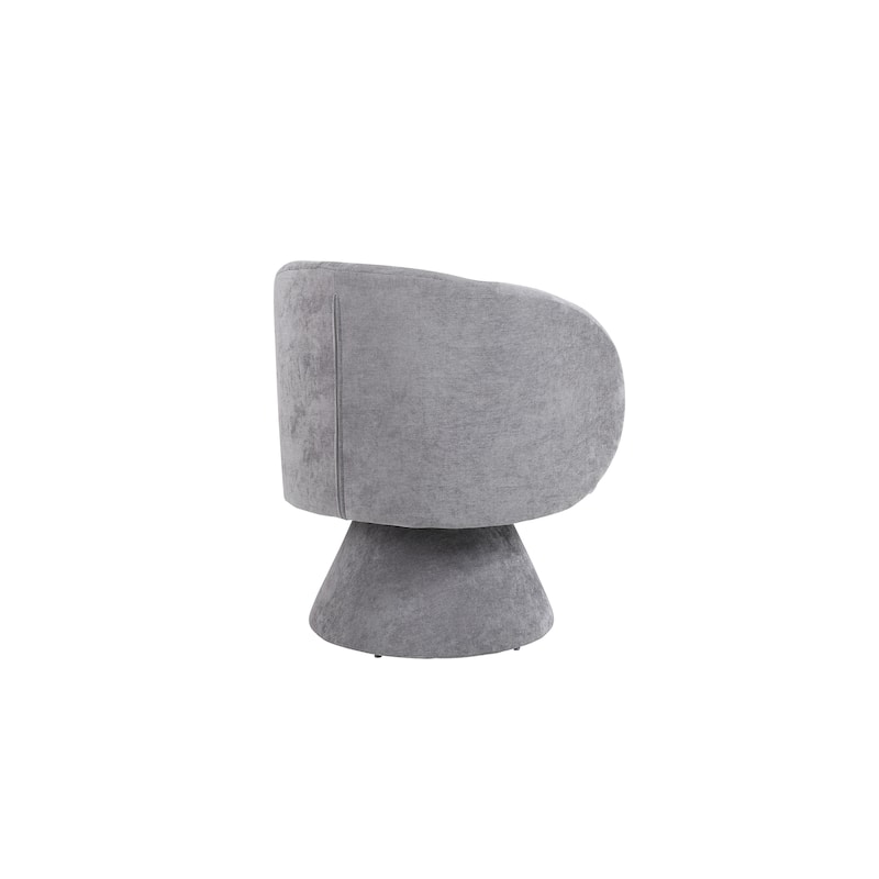 Swivel Round Barrel Chair in Fabric with Curved Backrest and Thick Padded Seat