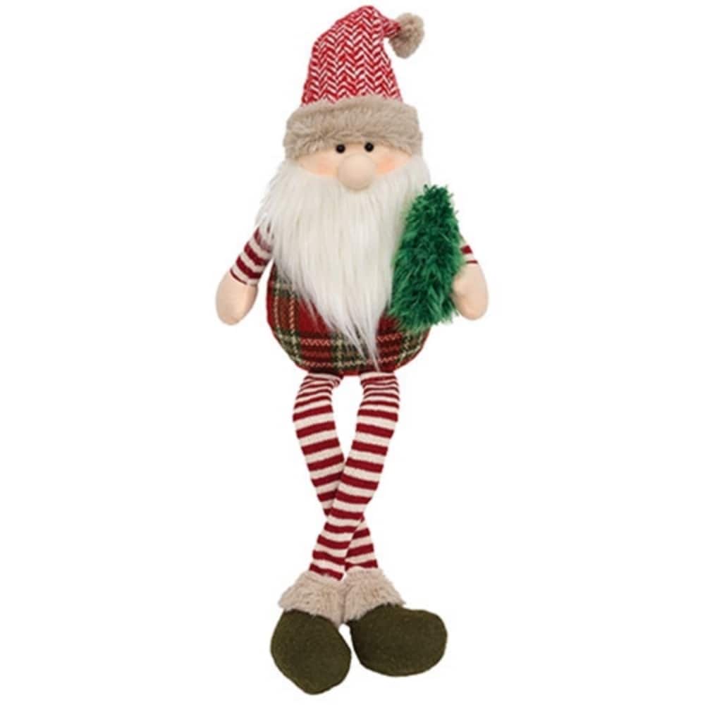 Santa Figurine with Tree Dangle Legs Christmas Decoration - 9" x 4" x 27"