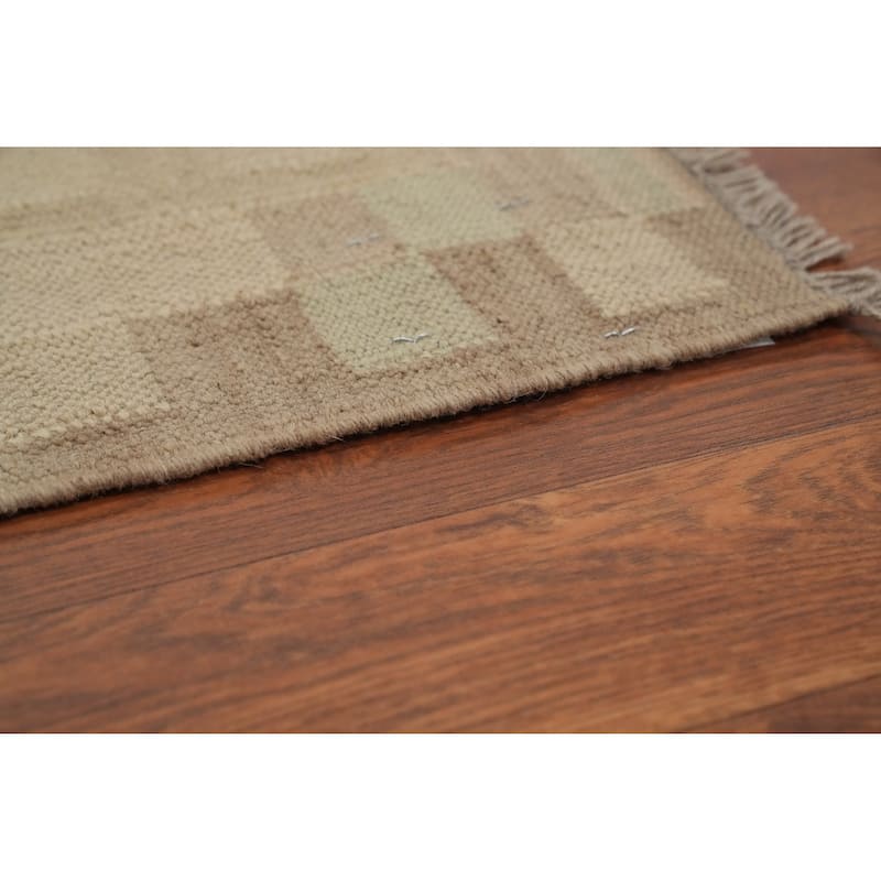 Hand Woven Oriental 100% Wool Carpet Southwestern Tribal Green Kilim Area Rug - 5' 9'' X 4' 2''