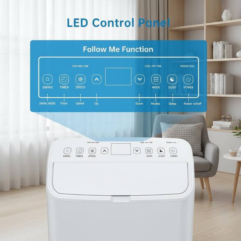 15,000 BTU Portable Air Conditioner, with Dehumidifier, Fast Cooling to 850 Sq.Ft.