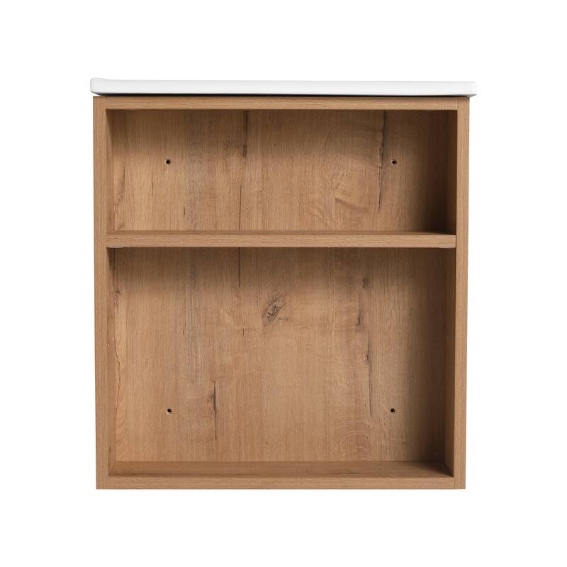 36" Wall-Mounted Bathroom Vanity, Double Soft-Close Drawers, Adjustable Side Rack, 45° Bevelled Invisible Handle
