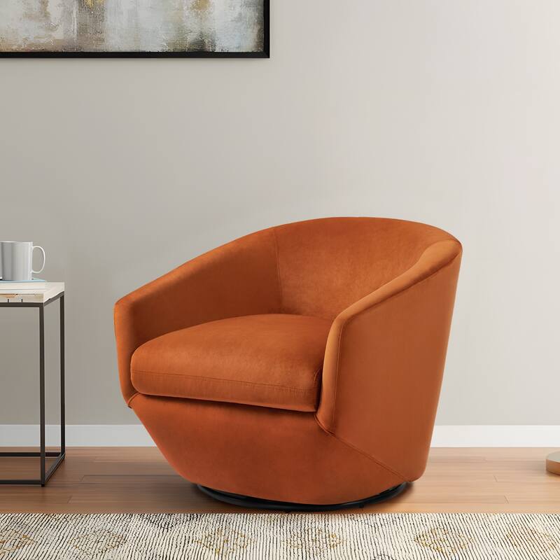 Vegan Leather Upholstered Swivel Barrel Accent Chair