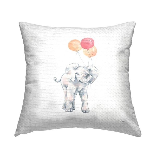 slide 2 of 7, Stupell Baby Elephant Holding Balloons Casual Wildlife Animal Printed Outdoor Throw Pillow Design by Katina Pete