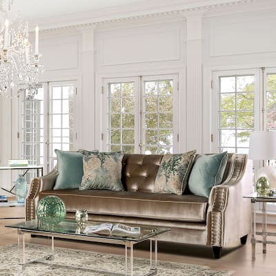 Vynn Transitional Chenille Upholstered Nailhead Trim Sofa by Furniture of America