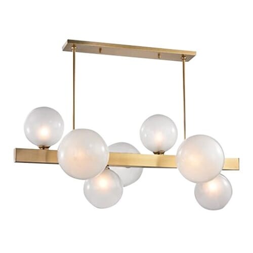 Bethel International Tm15 7 Light 43 Wide Linear Chandelier With White Gl Bethel International Tm15 7 Light 43 Wide Linear Chandelier With White Gl