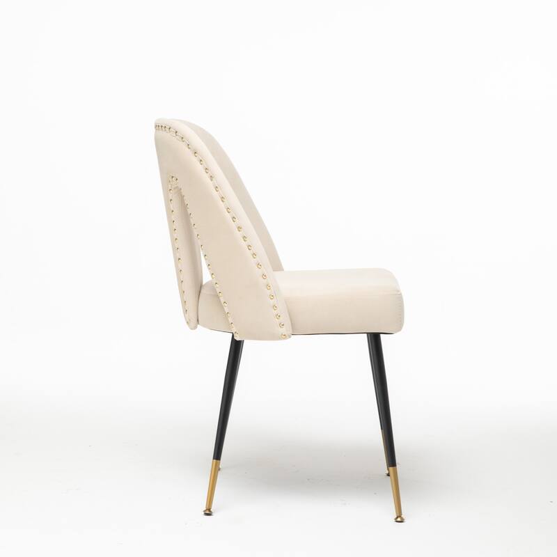 Velvet Upholstered Dining Chair with Nailheads