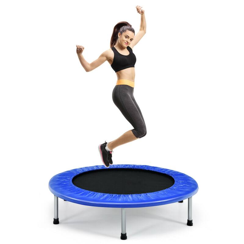 38" Foldable Trampoline with PP Jumping Mat and Anti-Scratch PVC Padding for Safety - 38"φ x 7.5"