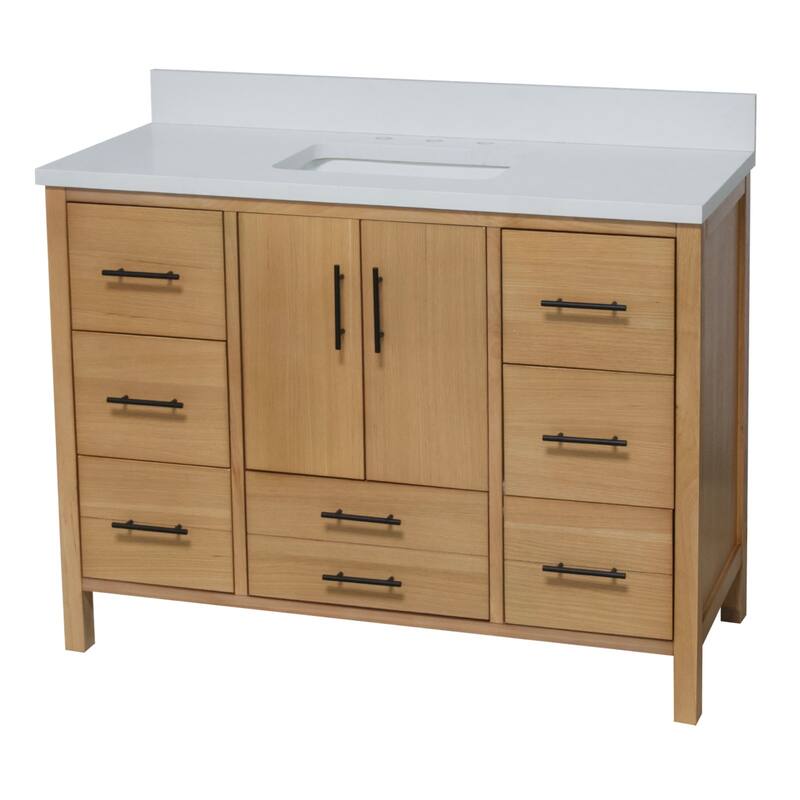 KitchenBathCollection California 48" Bathroom Vanity with Matte White Top