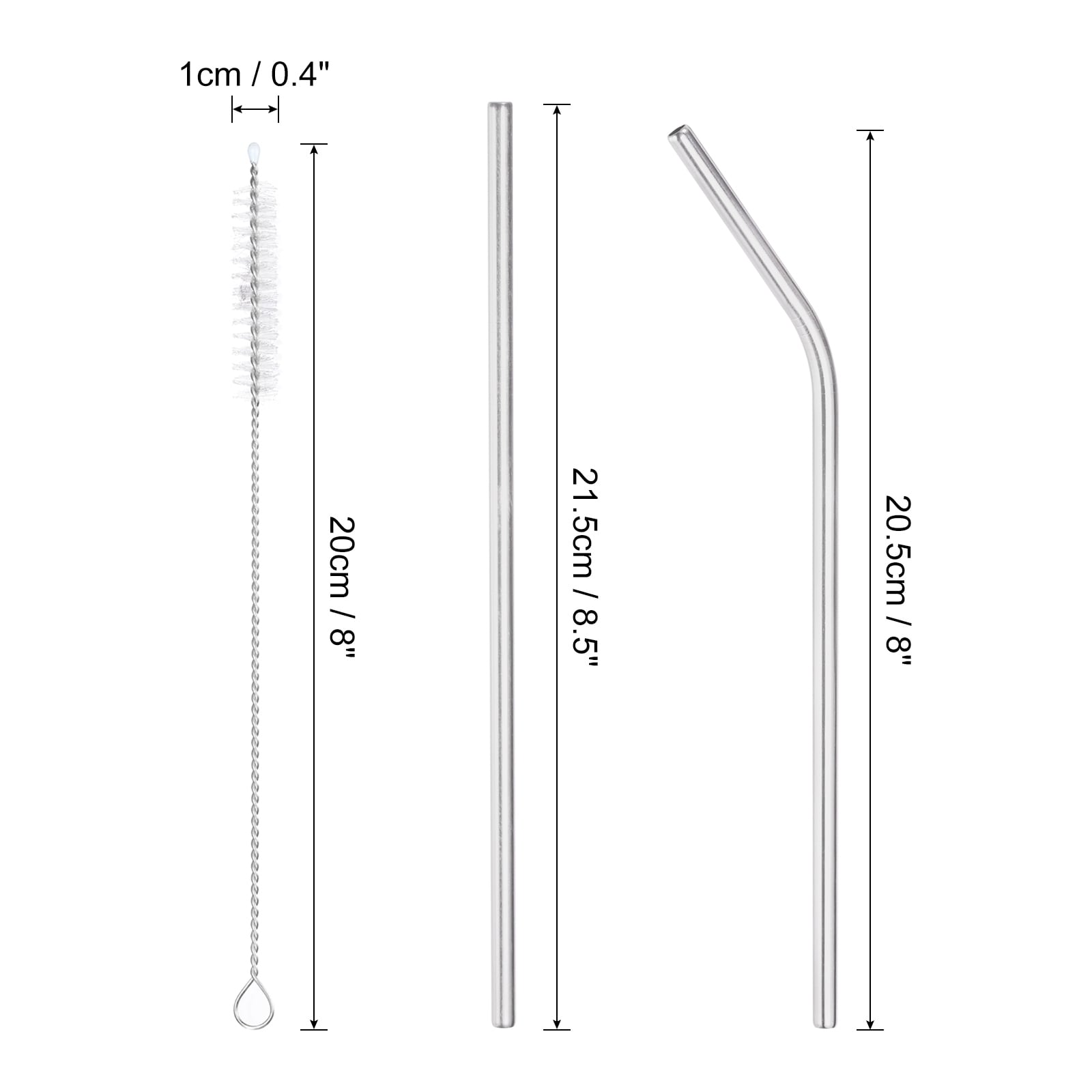 4pcs Stainless Steel Drinking Straws with Straight Silicone Tips
