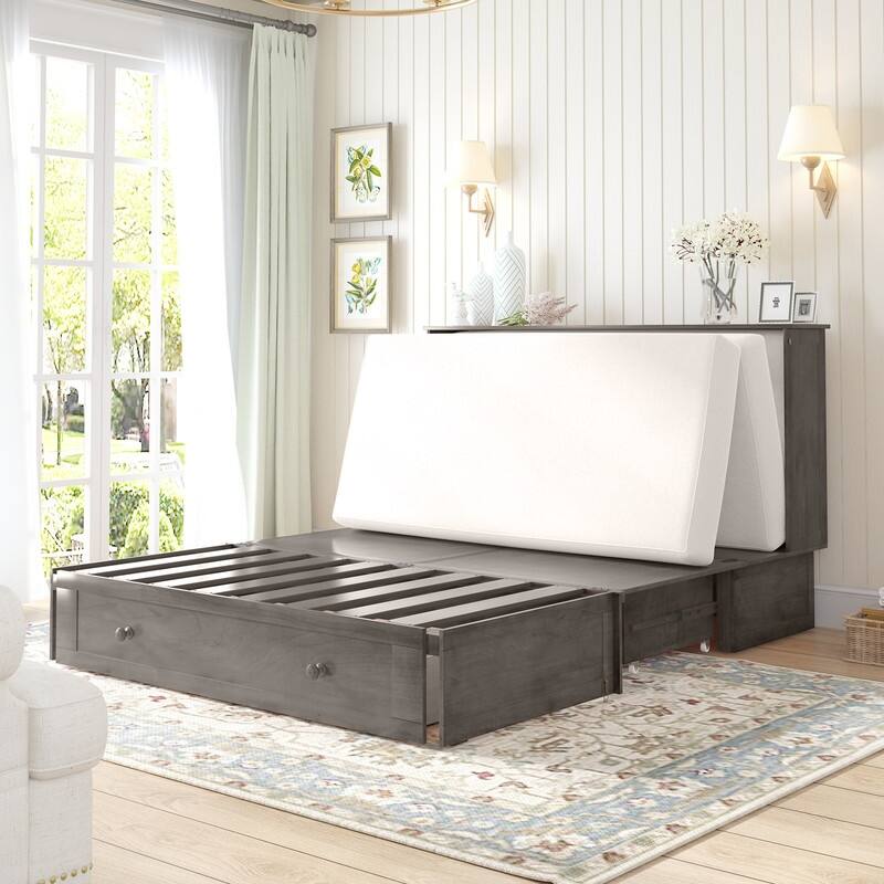 Mixoy Murphy Bed with Charging Station,Built-in Mattress