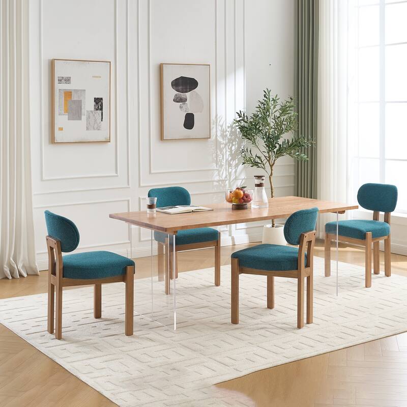 Wooden Dining Chairs Set of 2 , Fabric Upholstered Side Chair Farmhouse Kitchen Chairs for Dining Room, Breakfast Area