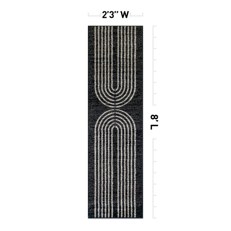 Contemporary Arch Black Ivory Gray Stylish Area Rug for Any Room