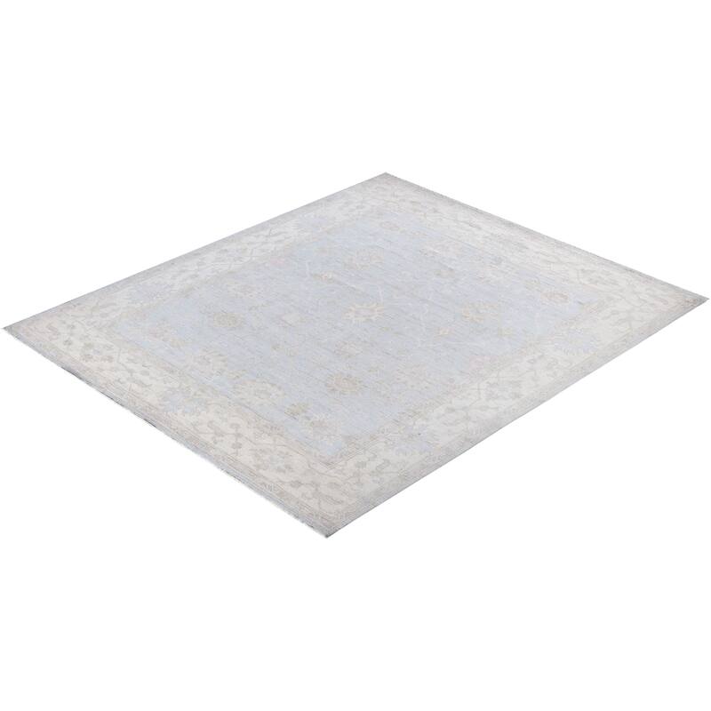 Floral One-of-a-Kind Hand-Knotted Area Rug - Light Blue - 8' 2" x 9' 6"
