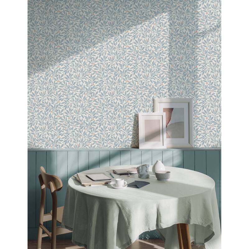 Winter Berry Blue Vine Wallpaper