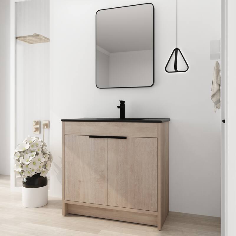 BNK 24/30/36 inch Freestanding Single Sink Bathroom Vanity with Soft Close Door and 1 adjustable shelf