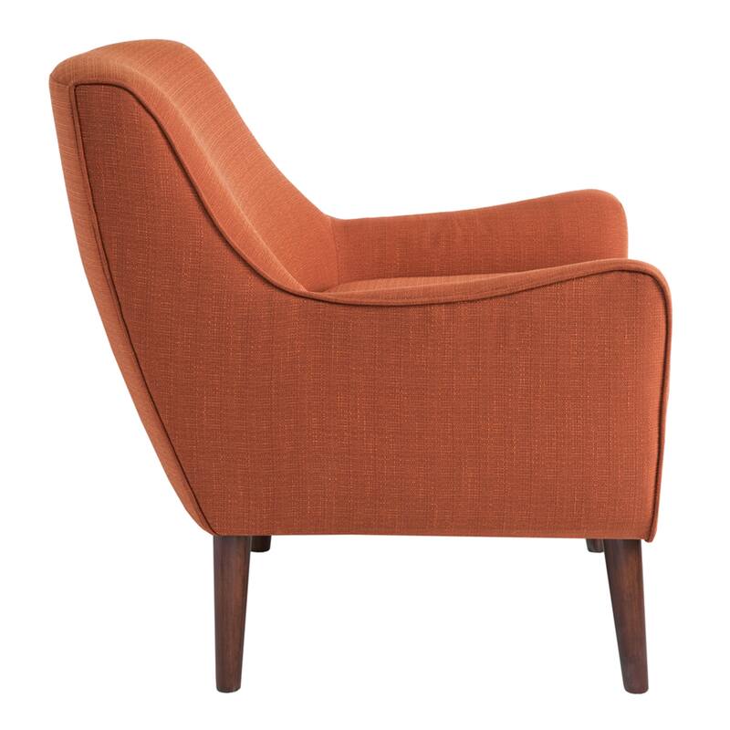 Roomfitters Mid-Century Accent Chair with Upholstered Seat, Solid Wood Legs & Cushion, Living Room Armchair, Burnt Orange