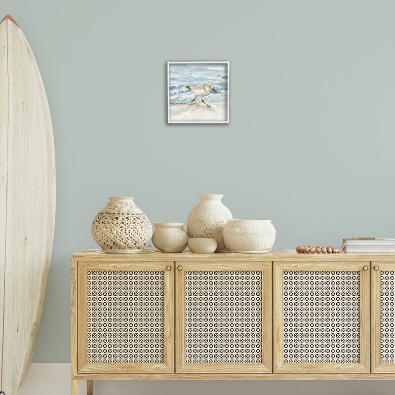 Stupell Sandpiper Striding Shore Framed Giclee Art Design By Nan