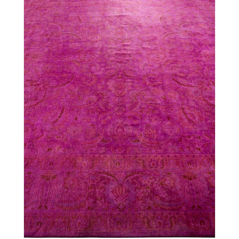 Overton Hand Knotted Wool Vintage Inspired Modern Contemporary Overdyed Pink Area Rug - 8' 2" x 8' 2"