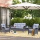 preview thumbnail 12 of 50, 4 Piece Outdoor High Back Wicker Patio Conversation Furniture Sets Grey-Gray Rattan