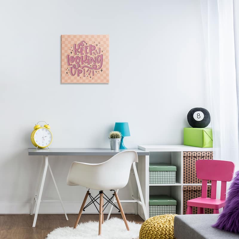 Stupell Keep Looking Up on Checkered Canvas Wall Art Design By Sarah Hickman