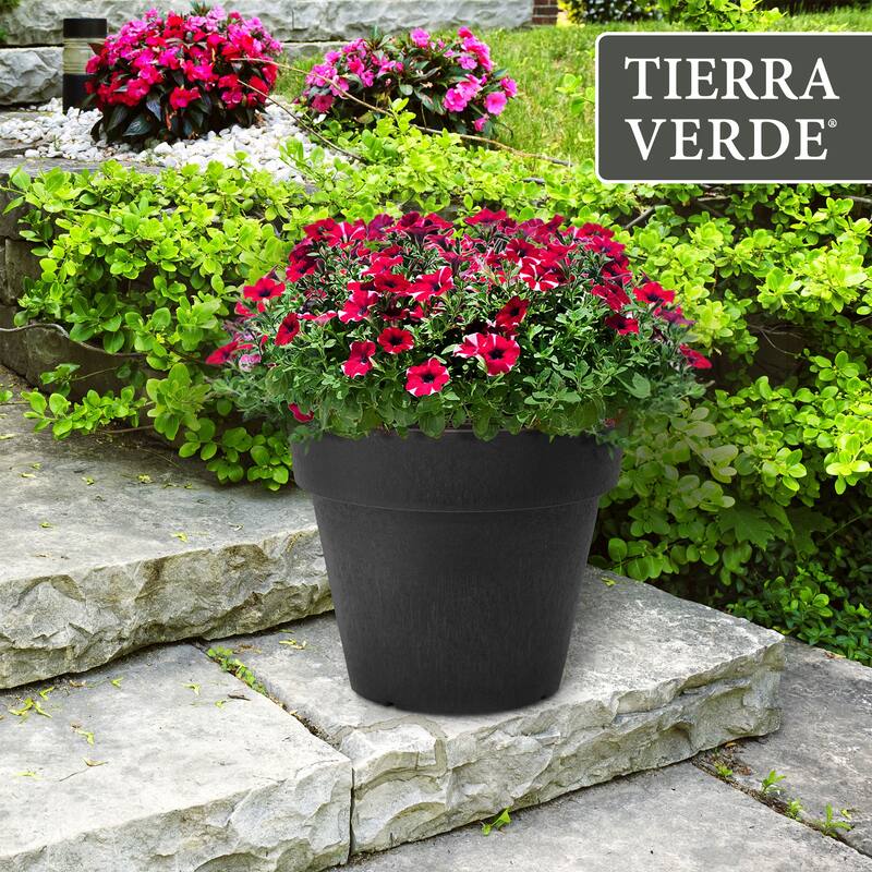 Tierra Verde Baritone Planter, Indoor Outdoor Self Watering Pot, 18"W x 16"H
