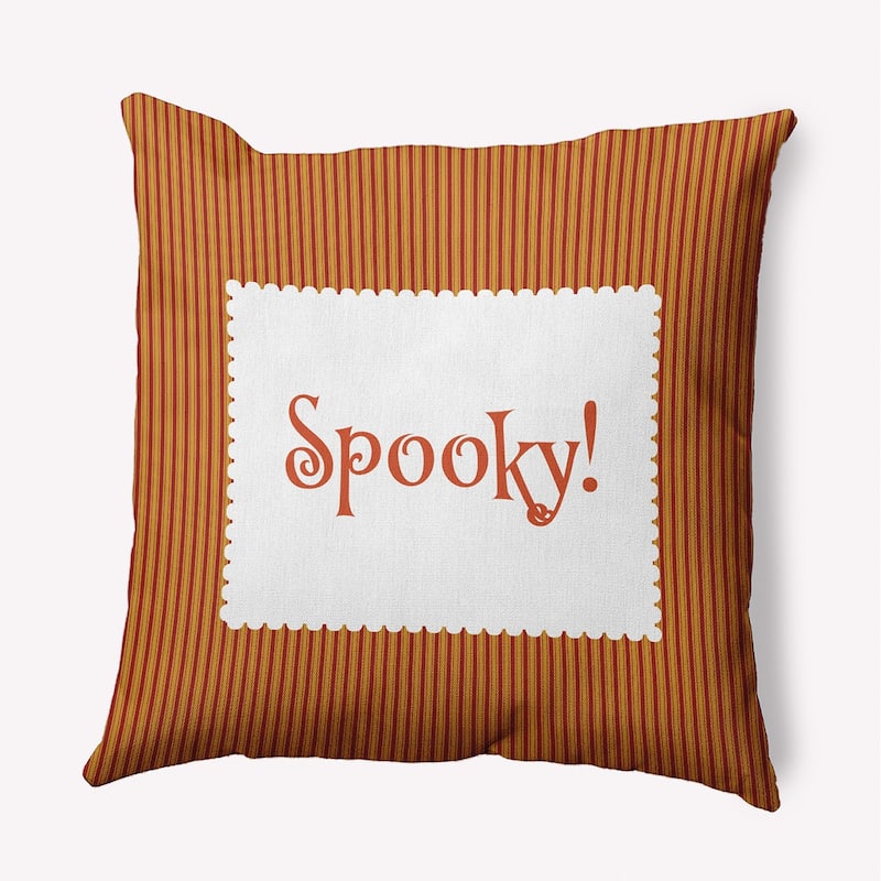 Halloween Spooky Ticking Indoor/Outdoor Throw Pillow - 16" x 16" - Dark Red