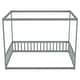 preview thumbnail 28 of 49, Full Size Wood Canopy Bed with Guardrails,Floor Bed For Kids