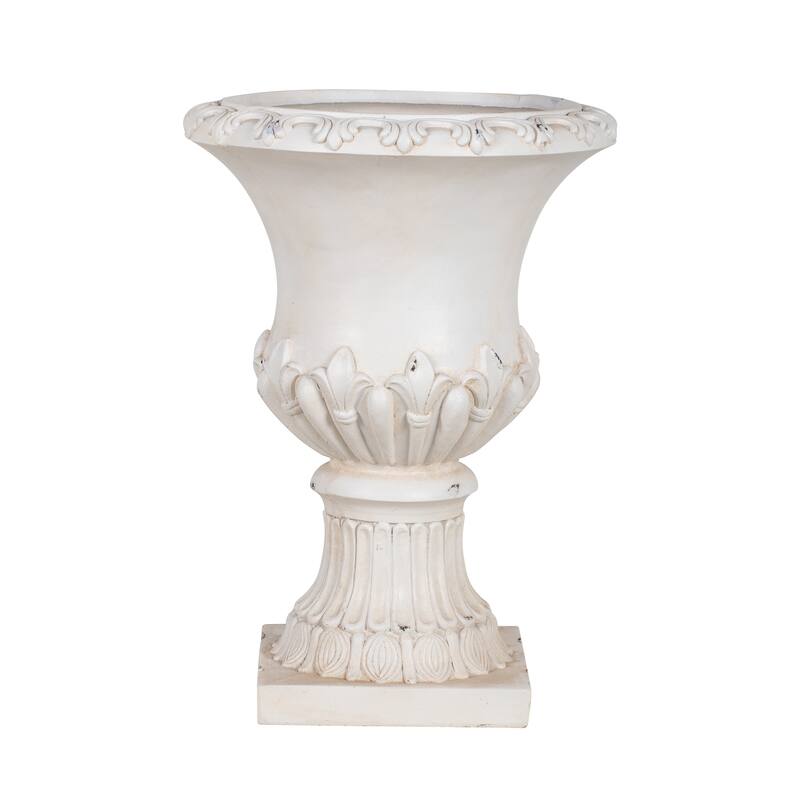 Christopher Knight Home - Classical 24.8"H Outdoor Pedestal Urn Planter with Fleur-de-Lis Design