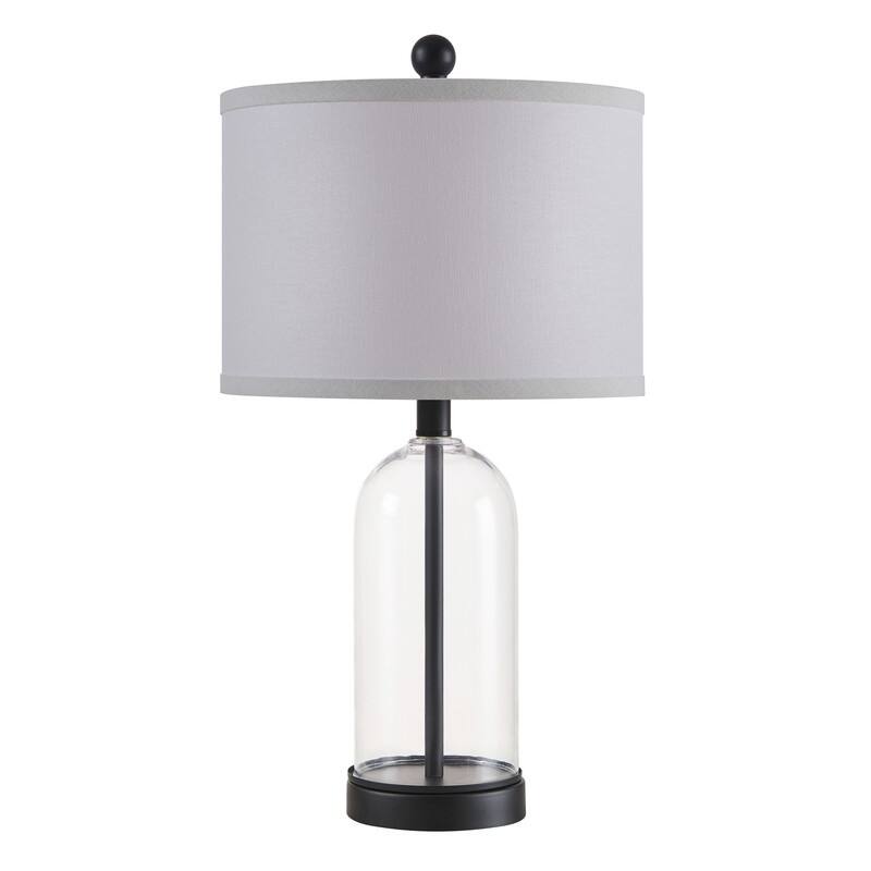 KAWOTI 22 inch Modern Clear Glass Bedside Table Lamp Set (set of 2) - W 12" * H 22"