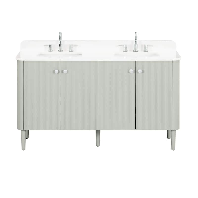 Haley Bathroom Vanity in Soft Sage with White Engineered Stone Top