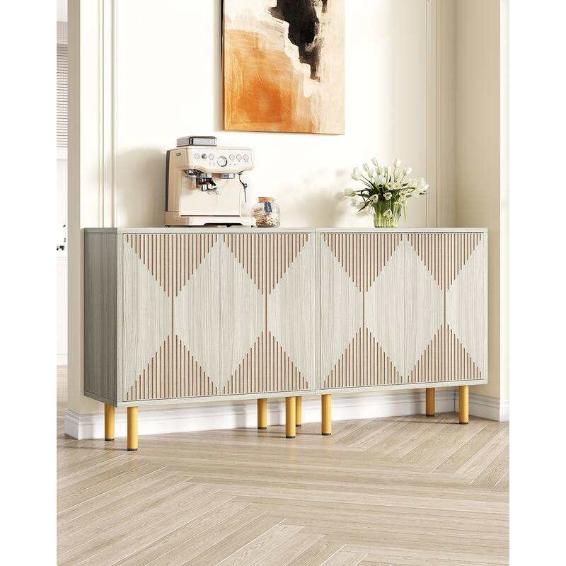 59 inches Modern White Storage Cabinet Set for Living Room, Dining Room, Garage