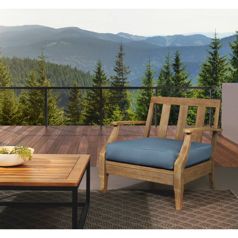 Sorra Home Sunbrella Outdoor Knife Edge Deep Seating Cushion - 25 in W x 25 in D x 5 in H - Denim