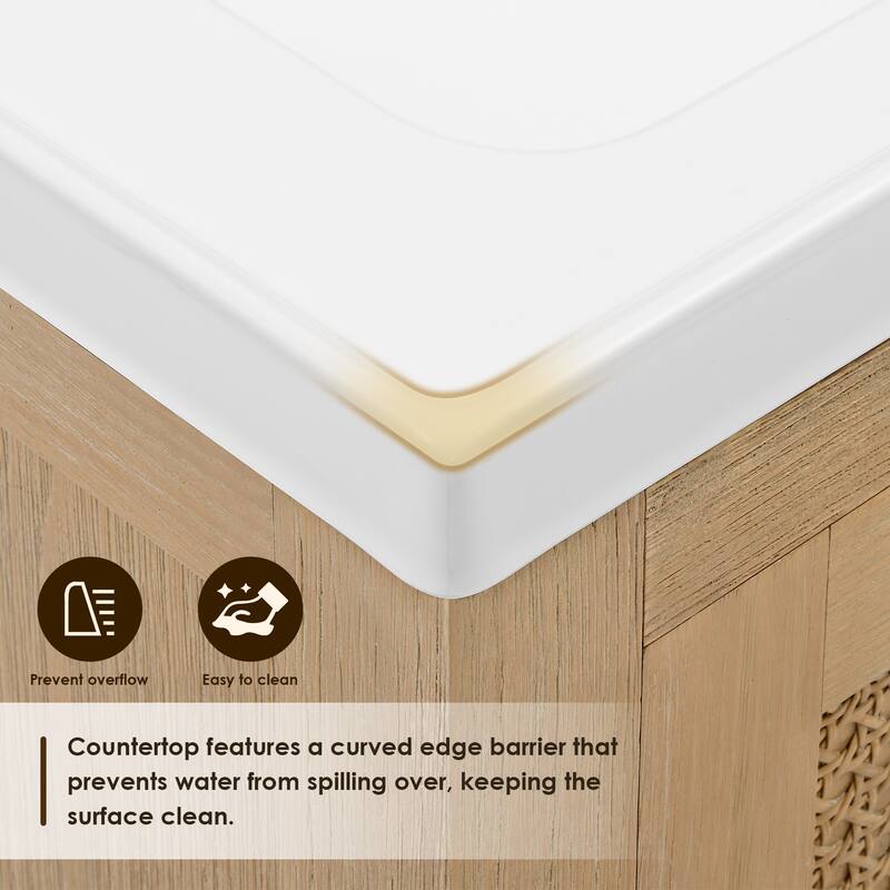 Bondi Bathroom Vanity in Light Brown with White Ceramic Drop-in Sink No Mirror