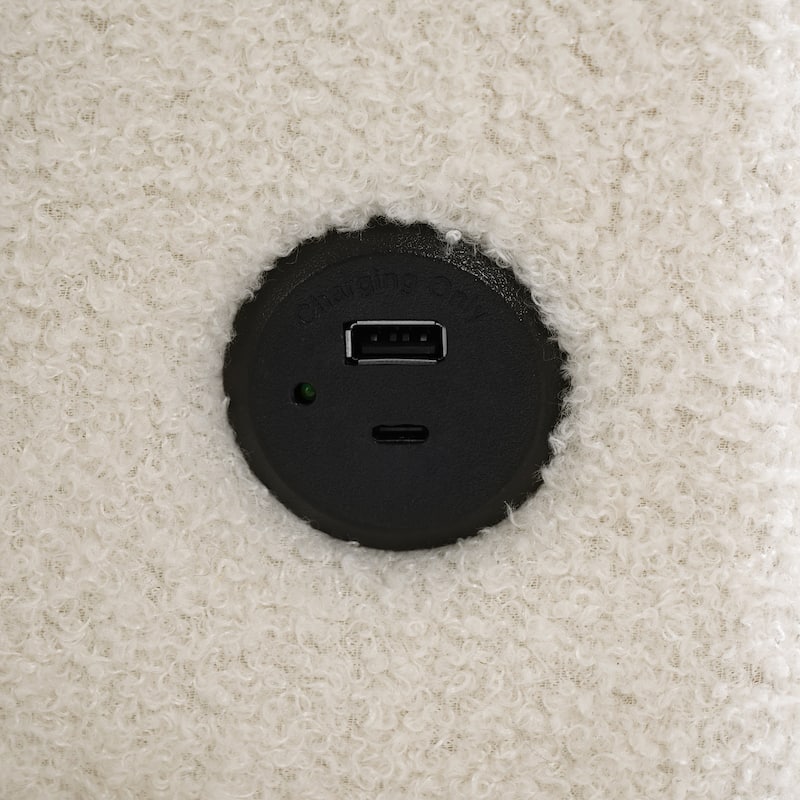 Teddy Fabric Sectional Sofa Convertible Sleeper Sofa Modern U-Shaped Couch Dual Storage Chaise Lounge with Pockets and USB Ports