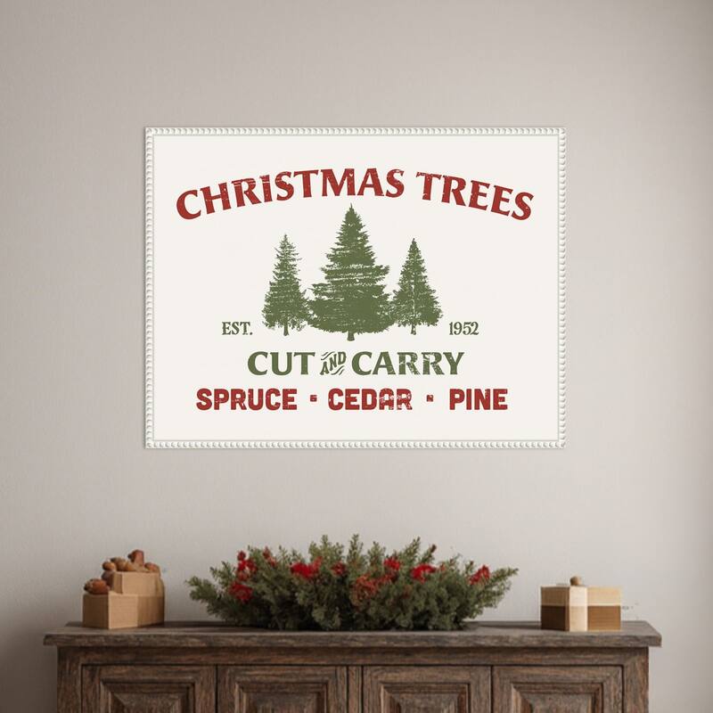 Christmas Farm Sign I by Victoria Barnes Framed Canvas Wall Art Print
