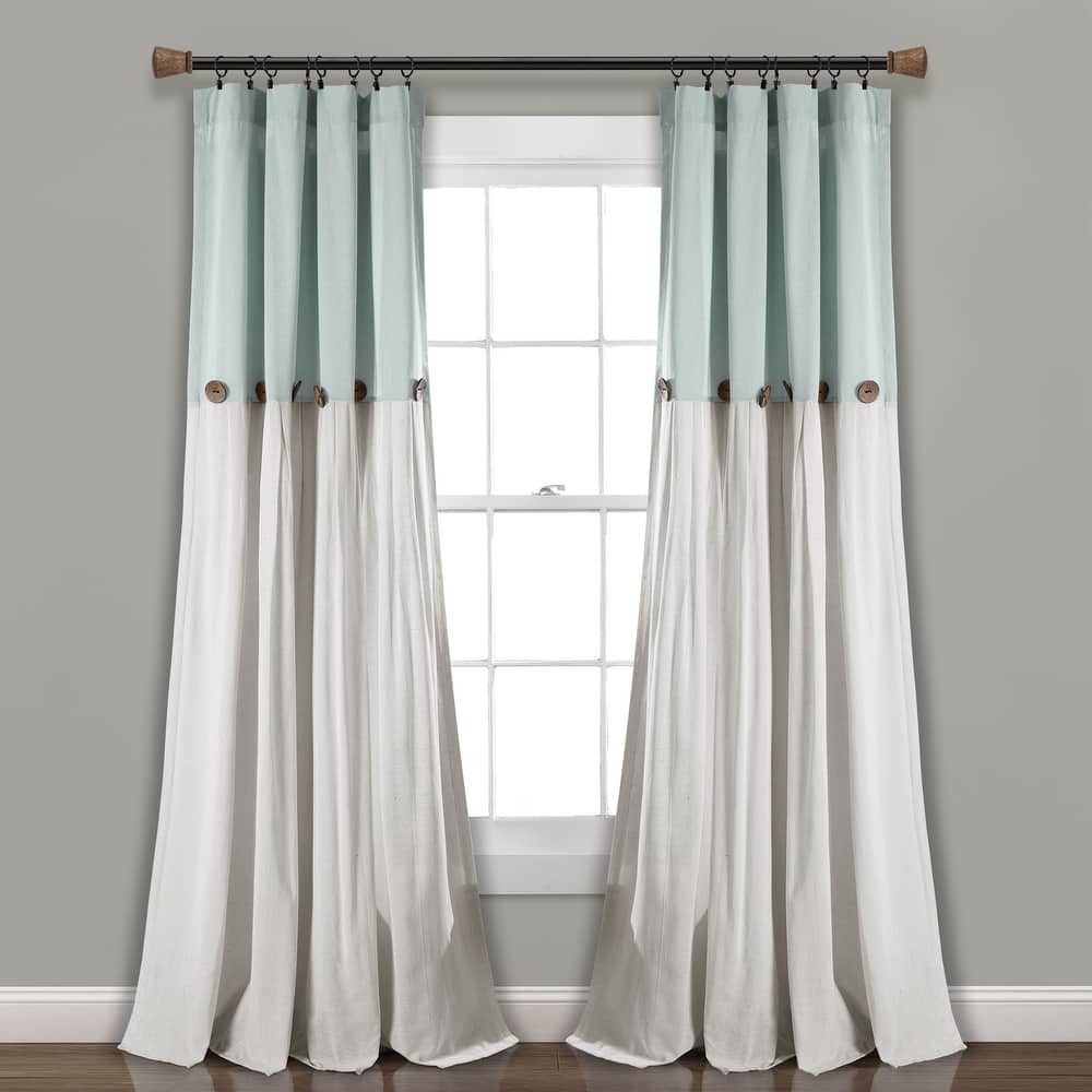 Lush Decor Linen Button New Window Curtain Single Panel - 108" x 40"