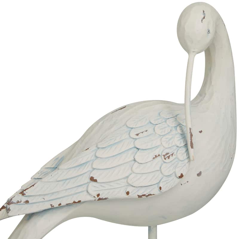 Whimsical Polystone Bird Sculpture (Set of 2) - White or Brown
