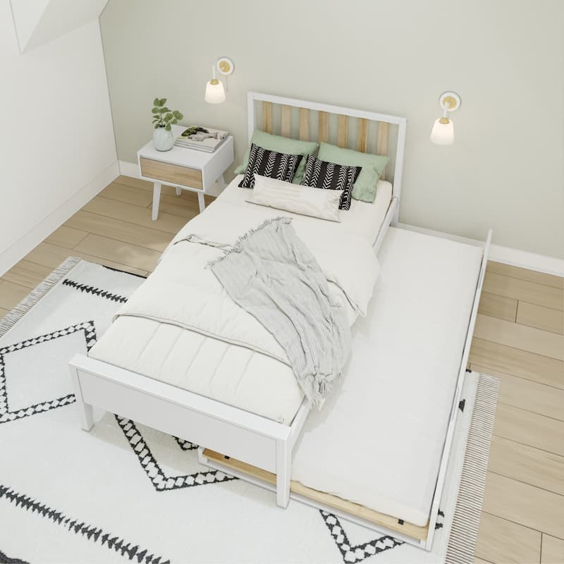 Max and Lily Twin-Size Bed with Slatted Headboard and Trundle
