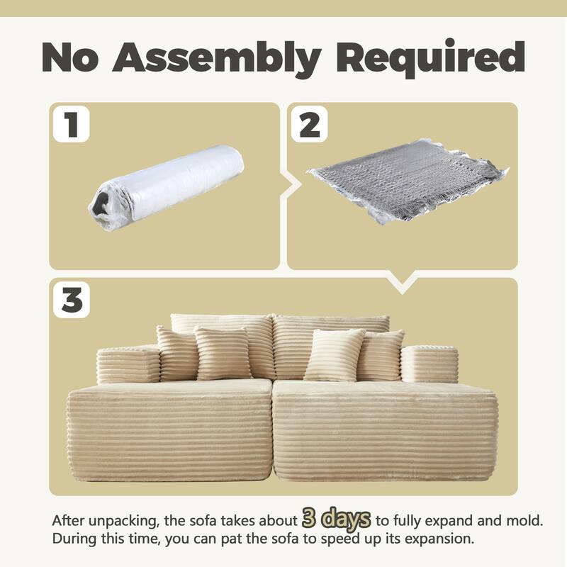HOOOWOOO Upgraded Plush Sectional Sofa L-shaped Couch with Ottoman and Pillow