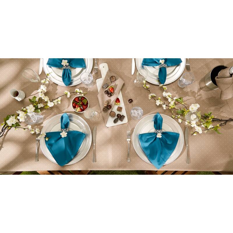 DII Stone Tonal Lattice Print Outdoor Tablecloth With Zipper 60 Round
