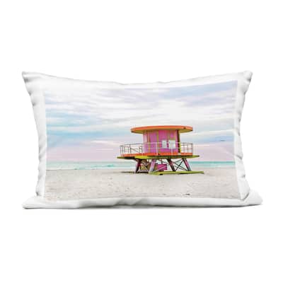 Stupell Lifeguard Hut with Pastel Sky Printed Outdoor Throw Pillow Design by Seven Trees Design