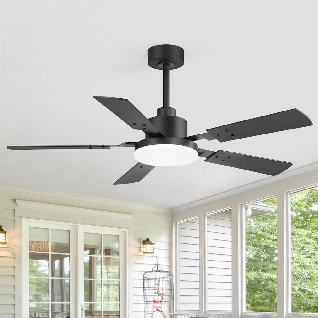 52"/48" 5-Blade Ceiling Fan with Light and Remote, Reversible Motor & Blades, Quiet DC Motor, 6 Speeds, 3-Color LED