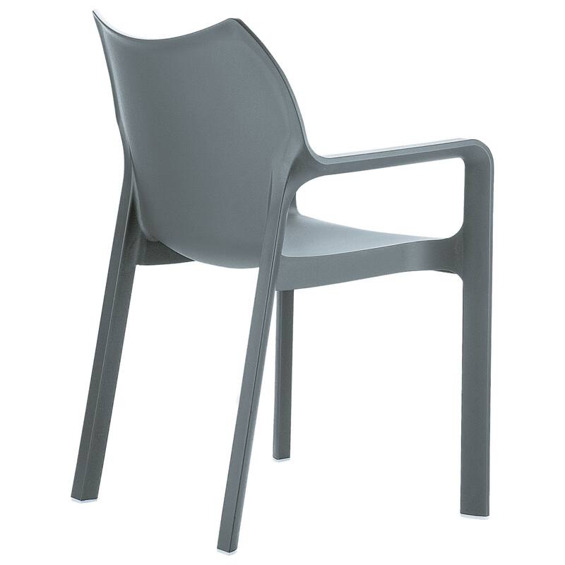 33" Gray Outdoor Patio Solid Dining Arm Chair