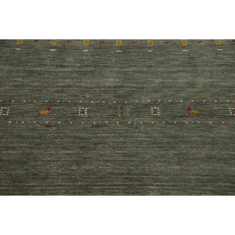 Hand Knotted Oriental 100% Wool Carpet Tribal Animal Pictorial Green Gabbeh Area Rug - 7' 3'' X 5' 2''