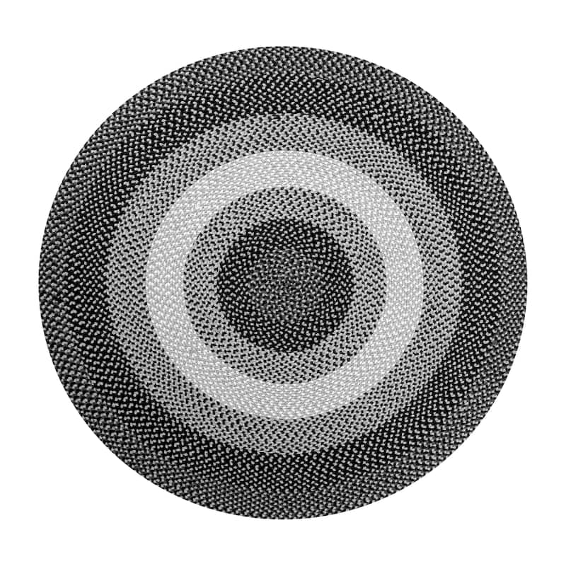 Better Trends Woodbridge Braid 100% Wool Stain Resistant, Double Sided Reversible Oval Indoor Area Utility Rug - 72" Round - Gray