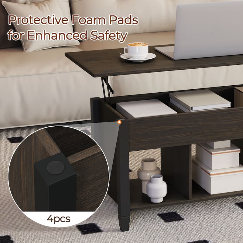 Yaheetech Lift Top Coffee Table with Hidden Compartment for Living Room, Black